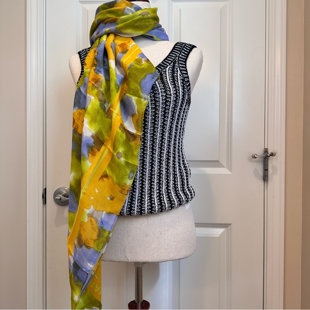 NWOT Marella by Max Mara Cotton Blend Shawl Scarf Size: 120cm* 120cm Spring - Picture 14 of 15